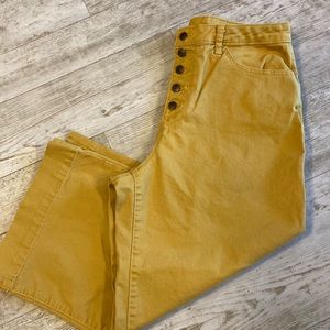 Mustard Wide Leg Cropped Denim Gauchos